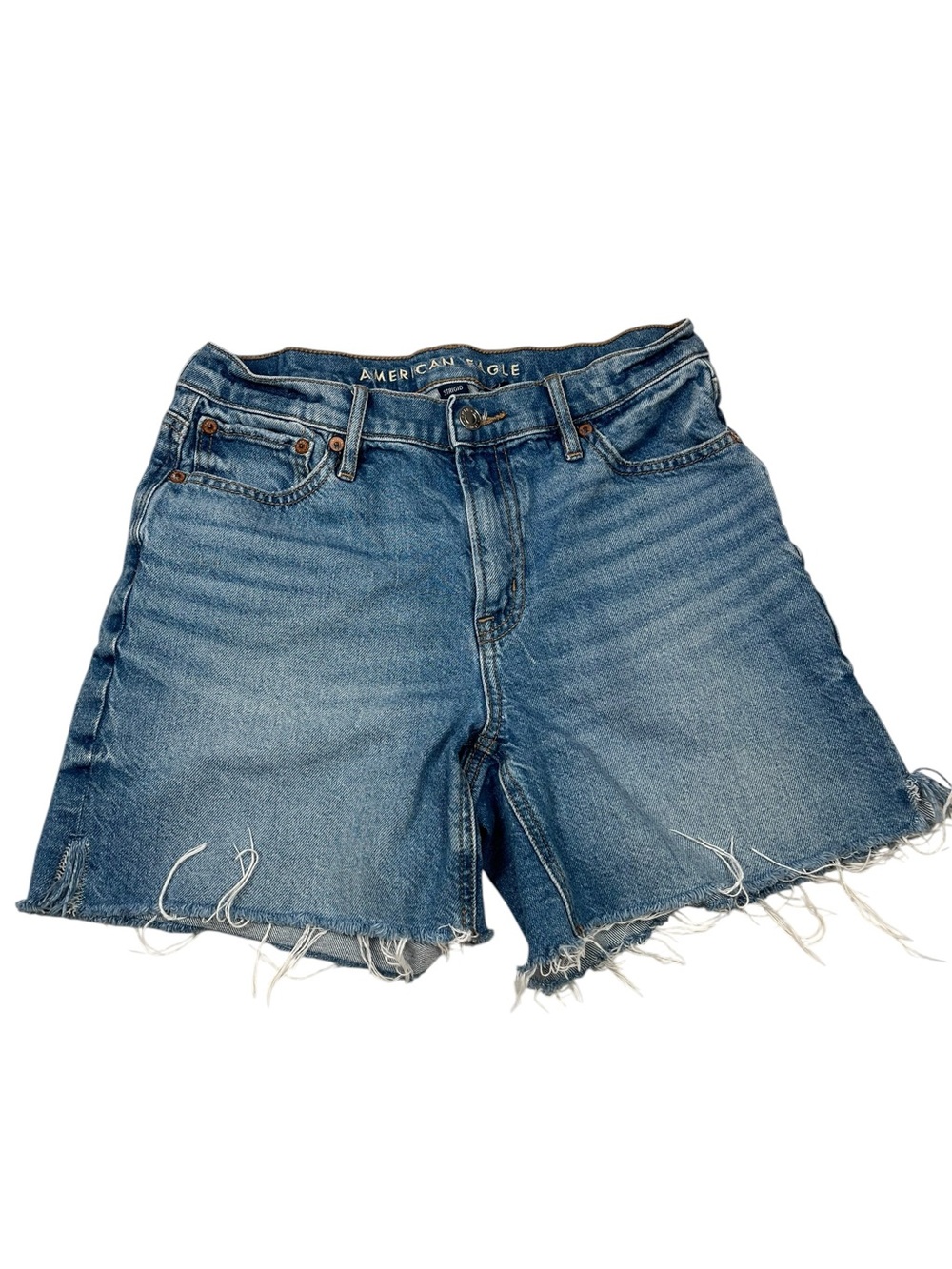 American Eagle Strigid Denim Cutoff Shorts Women’s Size 2 Light Wash High Rise